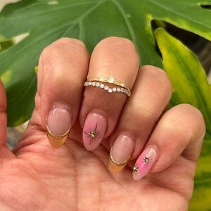 2pc set Engagement Ring Promise Ring & Wedding Band 14K Yellow Giold size 7